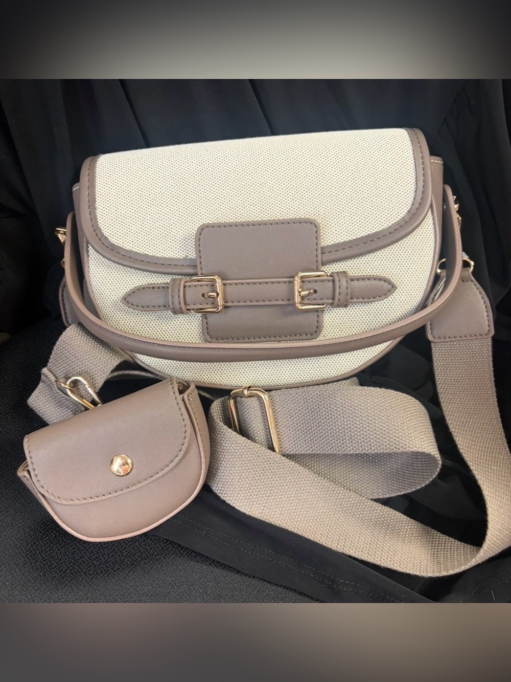 NWOT! GUCCIinspired Canvas Saddle Crossbody Bag - Picture 2 of 10